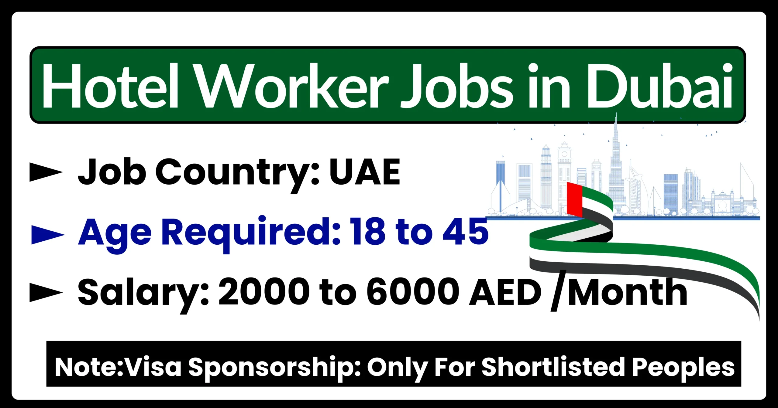 Hotel Worker Jobs in Dubai with Visa Sponsorship 2024